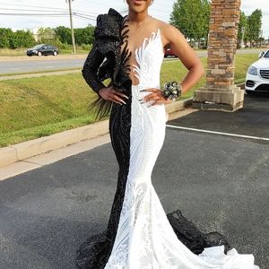 Custom black and white gown